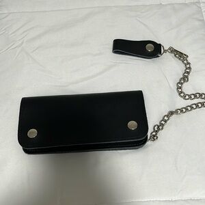 Genuine leather made in the USA black motorcycle wristlet